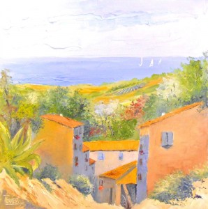 Jean Marie Ferrer artiste peintre de Provence, vente en ligne de tableaux à l'huile au couteau sur toile au couleurs de la Provence. Tableaux carrés sans châssis. Paysage de Balagne 