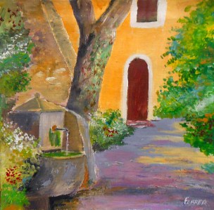 Jean Marie Ferrer artiste peintre de Provence, vente en ligne de tableaux à l'huile au couteau sur toile au couleurs de la Provence. Tableaux carrés sans châssis.Tourtour.
