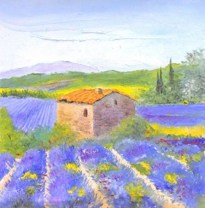 Jean Marie Ferrer artiste peintre de Provence, vente en ligne de tableaux à l'huile au couteau sur toile au couleurs de la Provence. Tableaux carrés sans châssis. Le pays bleu
