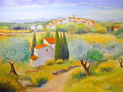 Jean Marie Ferrer artiste peintre de Provence, vente en ligne de tableaux à l'huile au couteau sur toile au couleurs de la Provence. Campagne provençale 