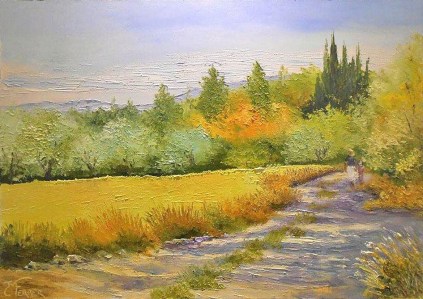 Jean Marie Ferrer artiste peintre de Provence, vente en ligne de tableaux à l'huile au couteau sur toile au couleurs de la Provence. Tableaux petits format. Promenades en Lubéron.
