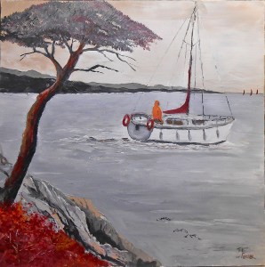 Jean Marie Ferrer artiste peintre de Provence, vente en ligne de tableaux à l'huile au couteau sur toile au couleurs de la Provence. BALADE EN MER