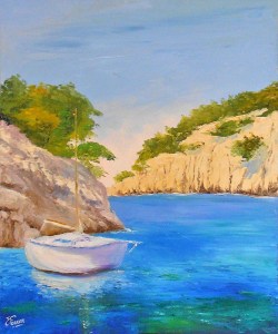 Jean Marie Ferrer artiste peintre de Provence, vente en ligne de tableaux à l'huile au couteau sur toile au couleurs de la Provence. Dans les calanques de Cassis.