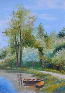 Jean Marie Ferrer artiste peintre de Provence, vente en ligne de tableaux à l'huile au couteau sur toile au couleurs de la Provence. Les deux barques.