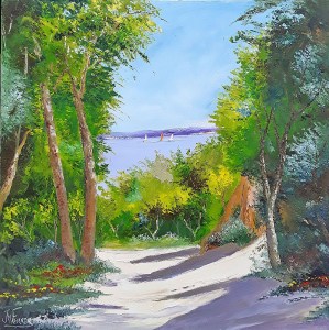 Jean Marie Ferrer artiste peintre de Provence, vente en ligne de tableaux à l'huile au couteau sur toile au couleurs de la Provence. Chemin vers la mer